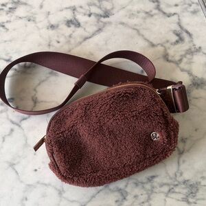Lululemon Athletica Brown Shearling Crossbody Bag (NEVER USED)